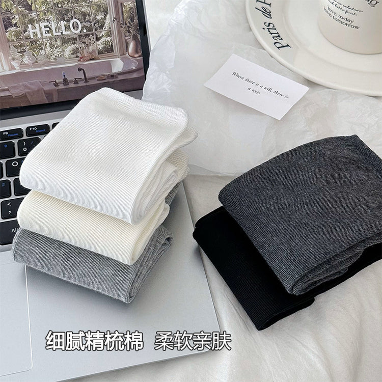 女襪|灰色堆堆襪子女棉質柔軟親膚舒適彈力中筒襪ins潮簡約好搭無骨襪「MS5011」25.03-2