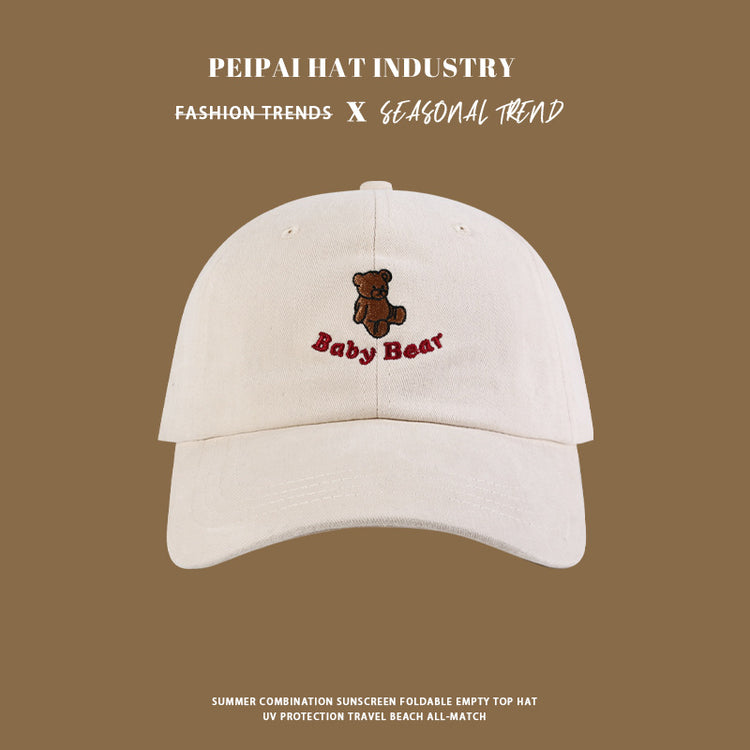 流行帽子|日系新款可愛小熊刺繡字母棒球帽ins風經典百搭個性軟頂休閒帽子「C4416」24.09-3