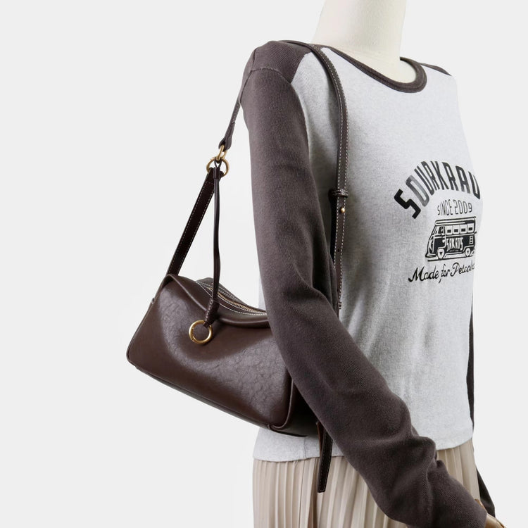 質感真皮|2025新款時尚軟牛皮枕頭包時尚百搭單肩斜背包高級感小眾設計腋下包「7059」25.09-4