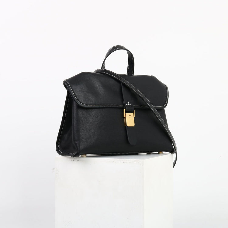 質感真皮|2024新款植鞣頭層牛皮通勤小眾設計隨興郵差包女小挎包單肩斜挎包「6127」24.09-2