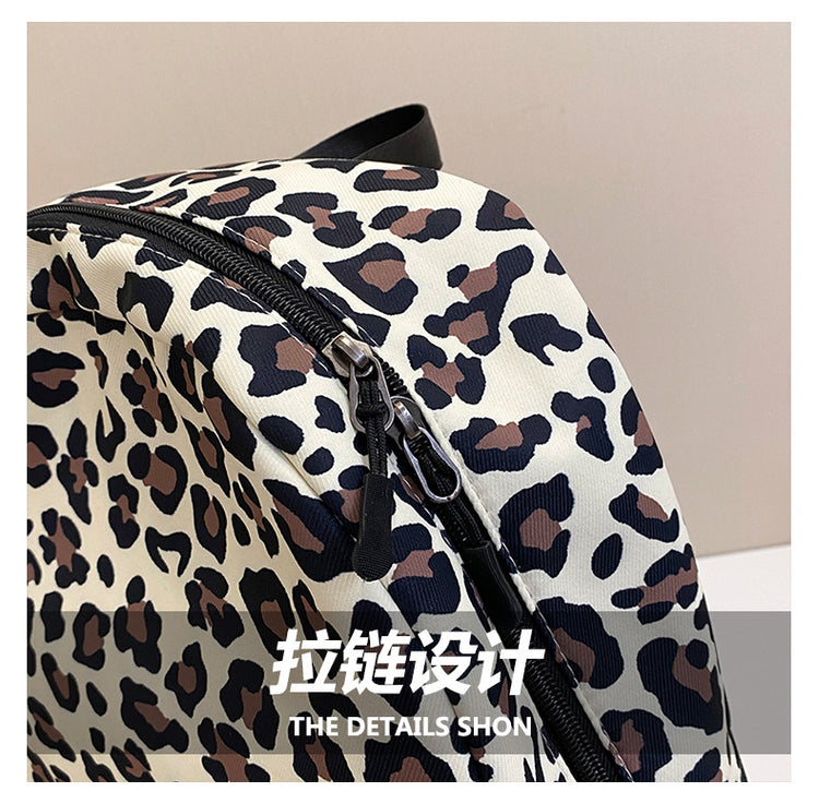 致青春|跨境海外熱銷時尚豹紋背包潮流印花時尚雙肩包女洋氣百搭大學生書包「5504」24.10-5