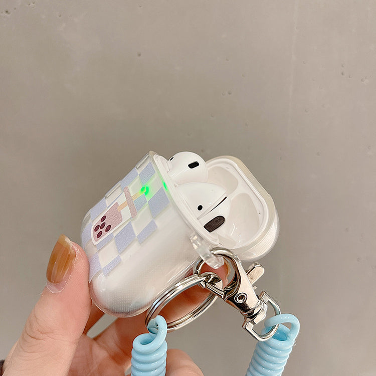 耳機套|適用2/3代藍格子無線藍牙耳機保護套airpodspro透明殼帶掛繩「BQ2503」24.07