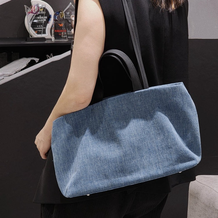 質感真皮|2024新款百搭高級感牛仔頭層牛皮托特包大容量單肩女包慵懶風「3532-1」24.06-4