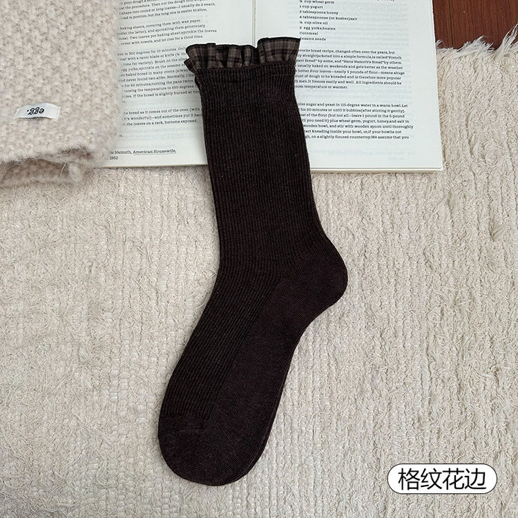 女襪|秋冬美拉德咖色襪子女加厚保暖蓄熱鎖溫羊毛襪復古潮流好搭中筒襪「HD25862」25.11-3