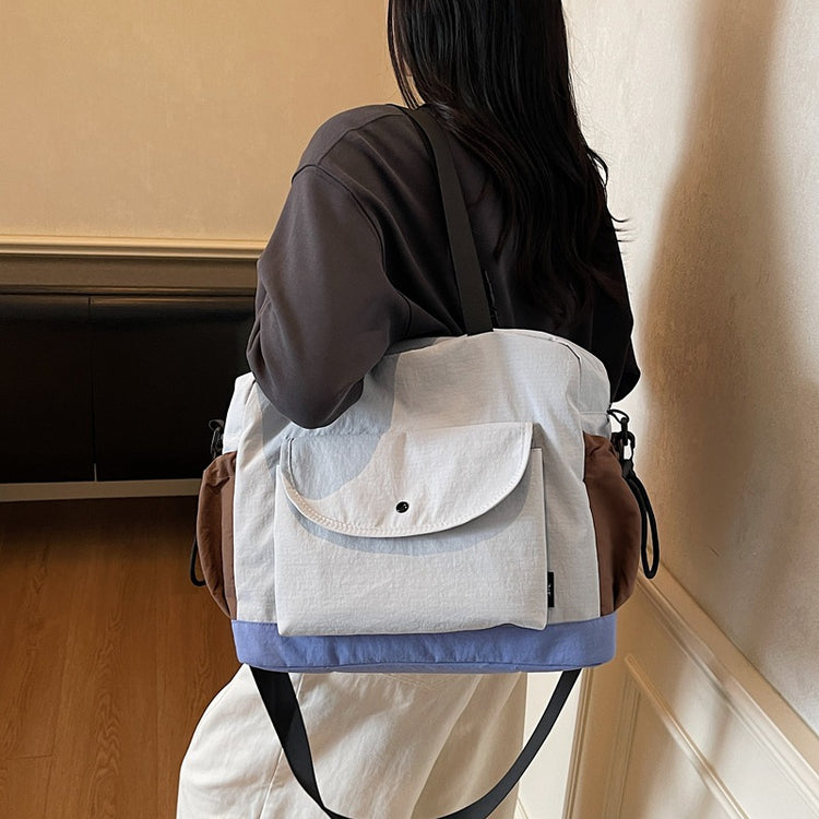 致青春|韓版拼接撞色韓版布包2025新款高級感大容量通勤單肩斜背包「8831-130」25.11-2
