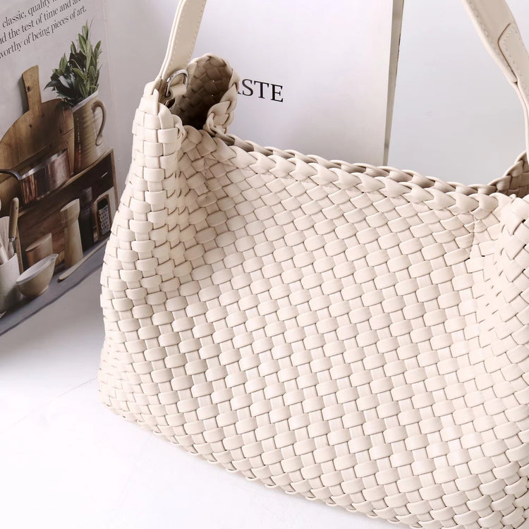 質感真皮|2025新款編織托特包女新款小眾設計高級感通勤大容量單肩腋下包包「7030」25.06-3