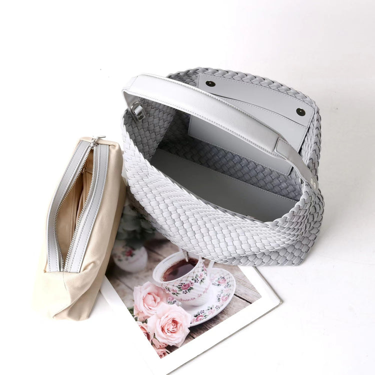 質感真皮|2025新款編織托特包女新款小眾設計高級感通勤大容量單肩腋下包包「7030」25.06-3