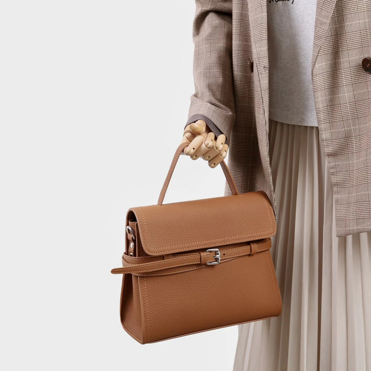 質感真皮|2025新款綁帶設計小眾輕奢高級質感通勤手提斜挎包復古單肩斜挎包「OS53100」25.11-3