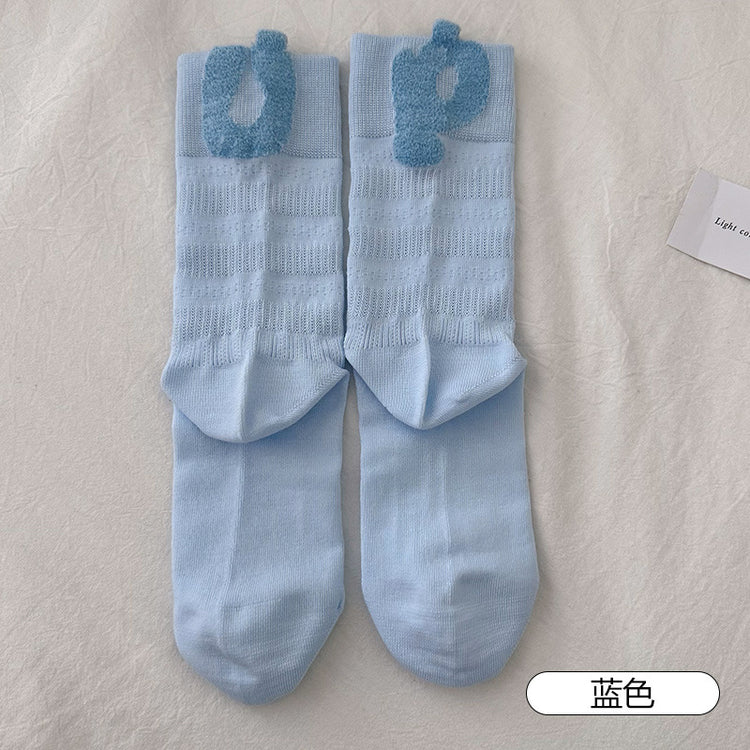 女襪|灰色堆堆襪子女棉質吸汗透氣鏤空網眼中筒襪彈力舒適潮流休閒襪「W0125」25.03-3