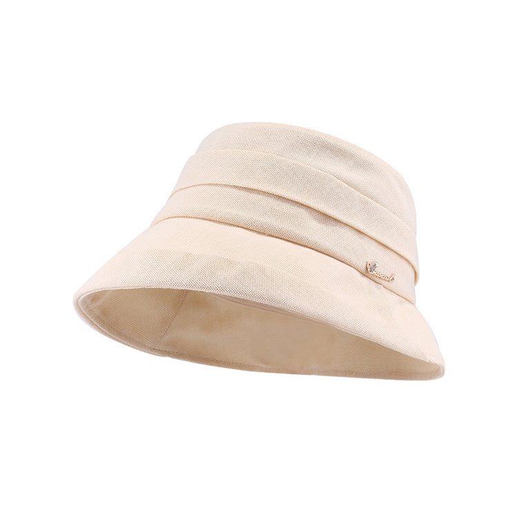 流行帽子|褶皺漁夫帽夏季氣質百搭遮陽帽防曬遮臉棉麻防曬帽卷邊新款太陽帽「C3768」24.03-4