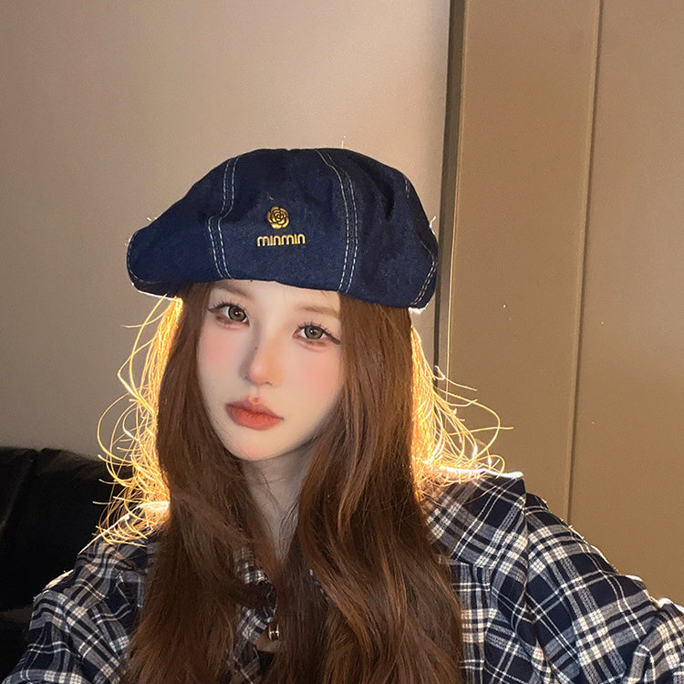 流行帽子|帽子春秋牛仔貝雷帽女文藝復古畫家帽日系簡約潮流八角帽蓓蕾帽子「C4294」24.08-4