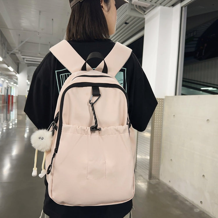 致青春 | 日系純色褶皺尼龍雙肩包男大容量輕便休閒旅行背包女大學生電腦包「1806-127」24.07-1