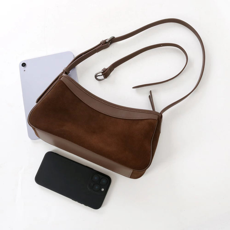 質感真皮|2025新款磨砂美拉德復古百搭韓版單肩斜背包小眾設計休閒托特包包「6179」25.09-3