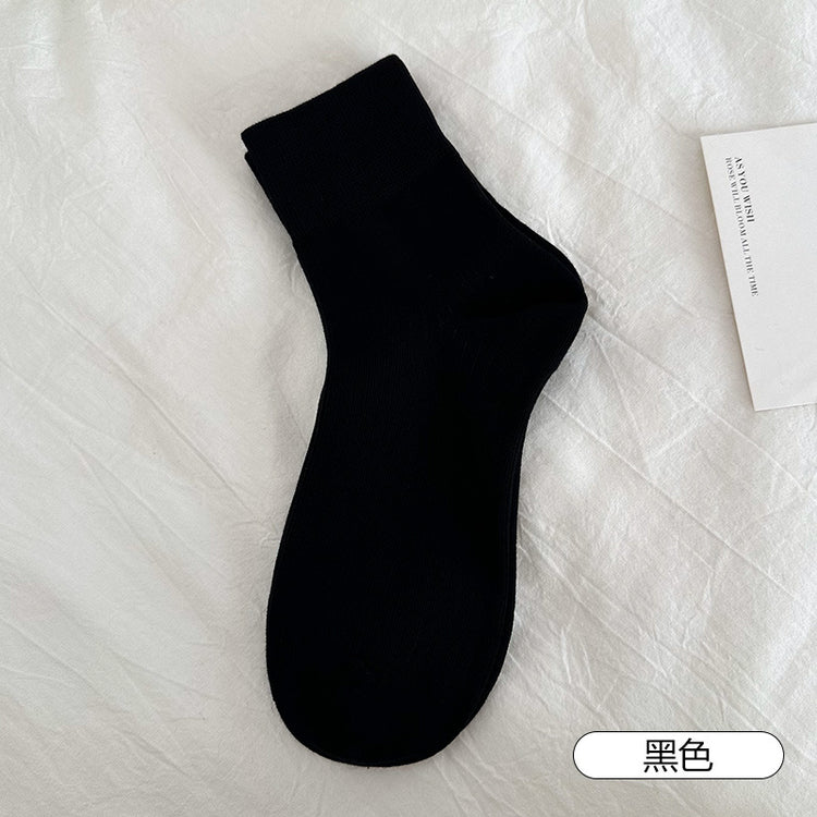 女襪|襪子女春夏棉質吸汗透氣竪條顯瘦短襪彈力無骨親膚舒適純色休閒襪「MI1123」25.04-1