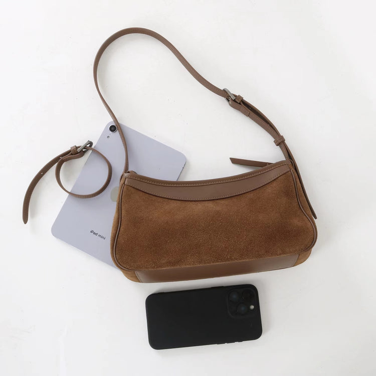 質感真皮|2025新款磨砂美拉德復古百搭韓版單肩斜背包小眾設計休閒托特包包「6179」25.09-3