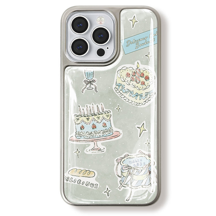 手機殼|iPhone16promax電鍍銀邊滴膠手機殼15Pro蘋果14適用13華為P70「LR1386」25.03-2