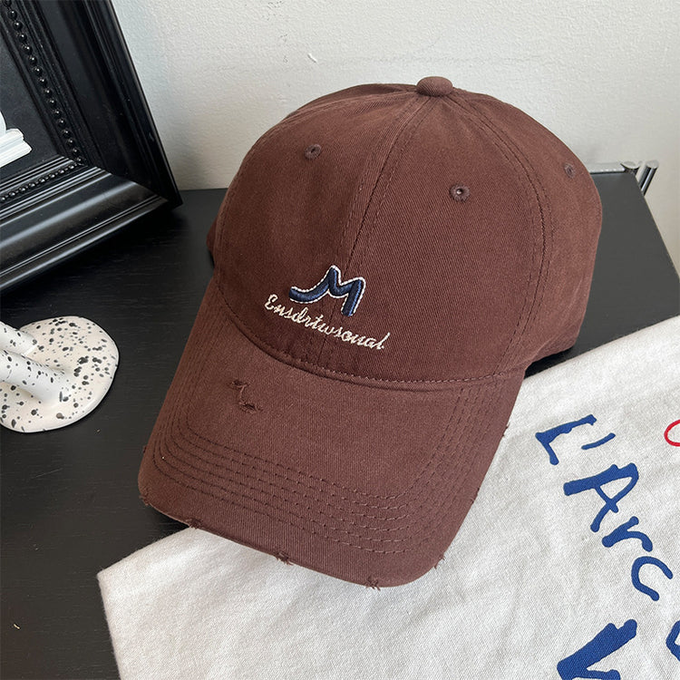 流行帽子|韓版簡約字母刺繡軟頂棒球帽子春季新款百搭休閒情侶顯臉小鴨舌帽「C4889」24.12-5