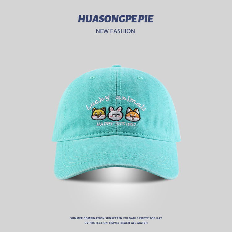 流行帽子|動物刺繡棒球帽子女夏季透氣百搭水洗棉遮陽帽戶外運動輕薄鴨舌帽「C4144」24.07-2