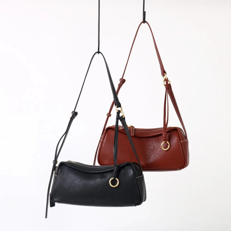 質感真皮|2025新款時尚軟牛皮枕頭包時尚百搭單肩斜背包高級感小眾設計腋下包「7059」25.09-4