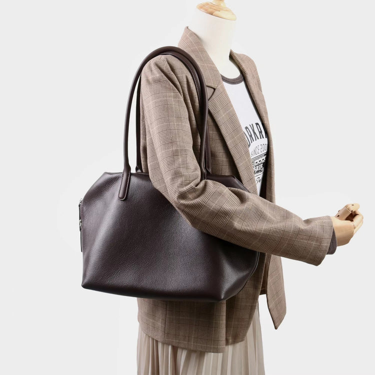 質感真皮|2025新頭層牛皮大容量手提輕奢單肩包休閒通勤高級感腋下托特包「6166」25.11-2