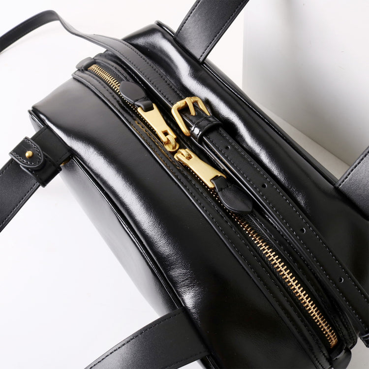 質感真皮|2025新款時尚牛皮手柄保齡球波士頓手提包小眾設計休閒百搭斜背包「8566」25.09-2