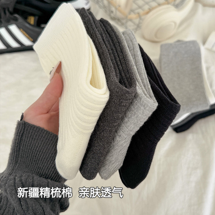 女襪|襪子女士雙針抗起球抑菌防臭中筒襪棉質吸濕排汗透氣堆堆襪「ZXF24013」25.02-1
