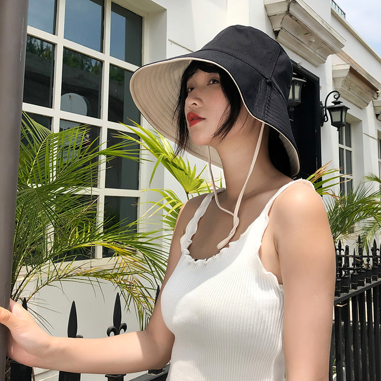 流行帽子|帽子女雙面漁夫帽日系大沿韓版遮陽帽夏季百搭防曬防紫外線太陽帽「E09419」25.03-2