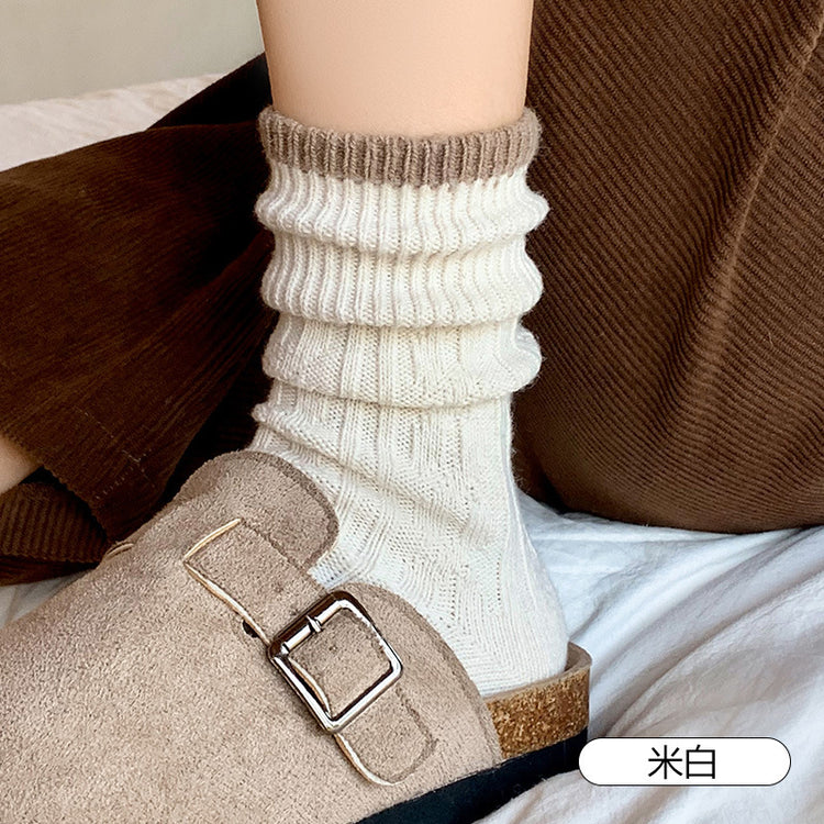 女襪|秋冬美拉德襪子女親膚舒適吸濕透氣中筒襪加厚保暖蓄熱鎖溫羊毛襪「DB24165」24.12-2