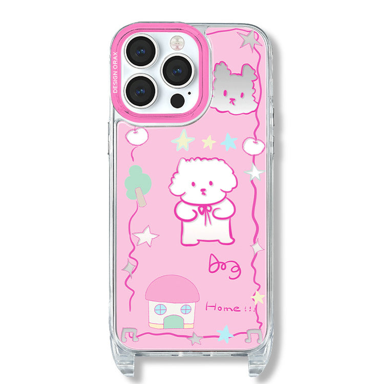 手機殼|蘋果13手機殼iPhone15pro適用12/13promax卡通11掛繩鏡面殼「WL0052」24.07