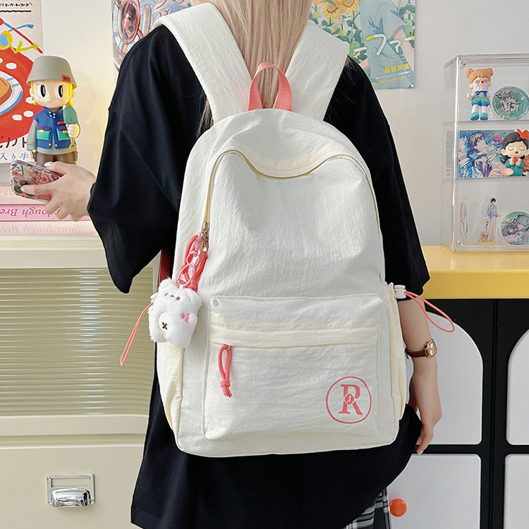 致青春|小清新休閒書包女大學生ins大容量簡約背包國中高中生百搭雙肩包「1018-125」25.09-2