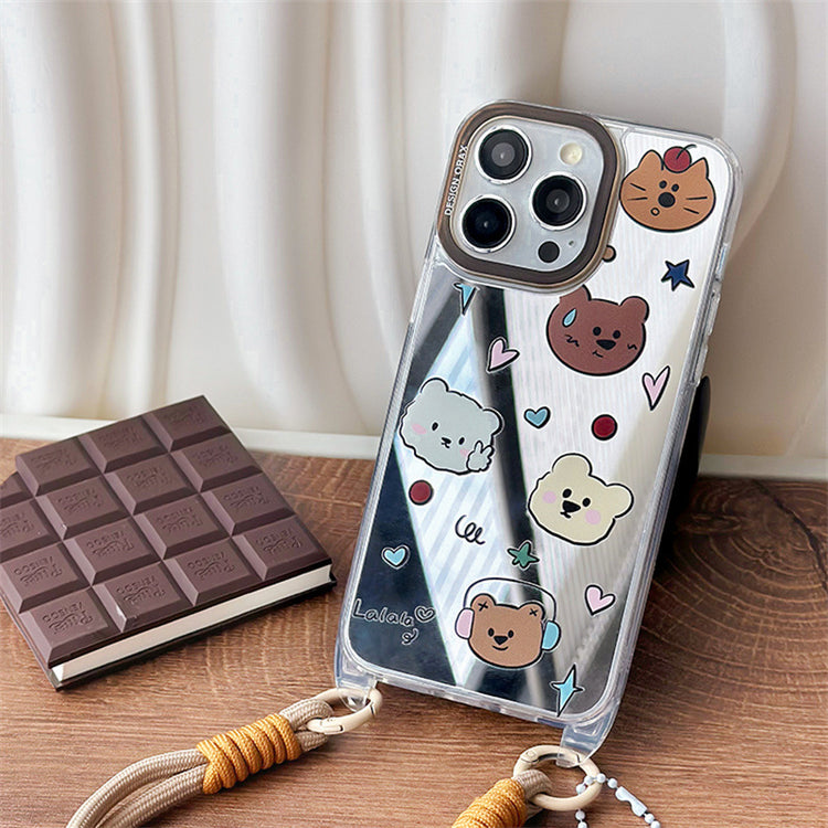 手機殼|蘋果15手機殼卡通iPhone13promax適用12/11掛繩鏡面殼14pro「WL0033」24.07
