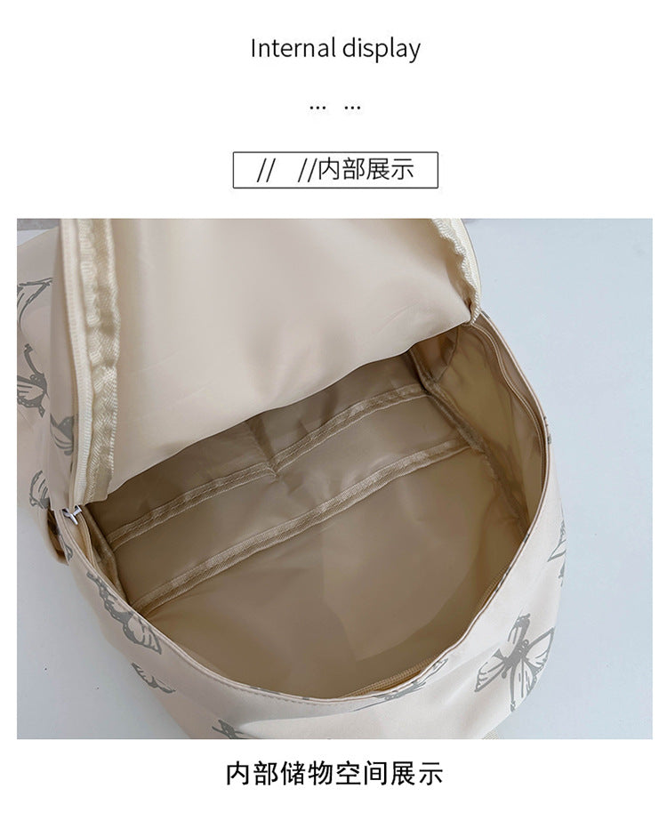 致青春|雙肩包女日系ins風蝴蝶設計背包外出旅遊輕便背包大容量學生書包「8084-125」24.10-3