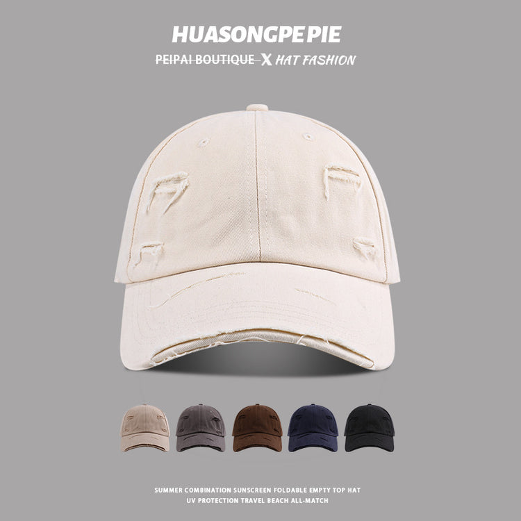 流行帽子|帽子女夏季新款破洞棒球帽時尚復古百搭鴨舌帽戶外運動遮陽帽子男「C3798」24.04-2