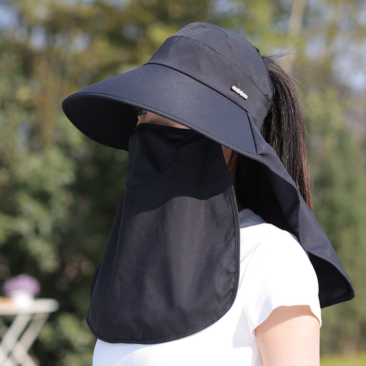 流行帽子 | 夏季遮臉護頸帽子女戶外騎車防紫外線遮陽帽百搭時尚防曬帽漁夫帽「C5204」25.04-5