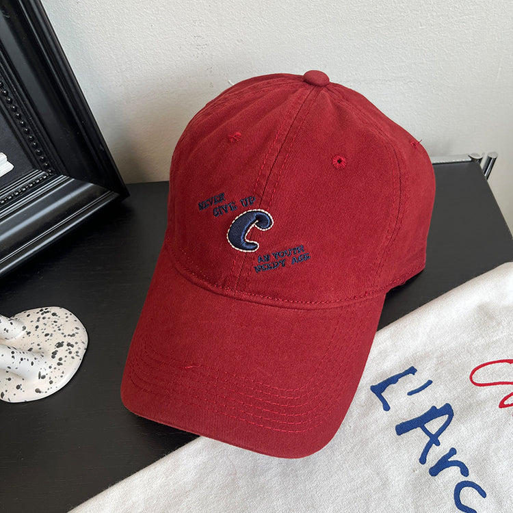 流行帽子|C字母棒球帽女春夏韓系刺繡軟頂遮陽帽學生情侶顯臉小戶外鴨舌帽「C4885」24.12-5