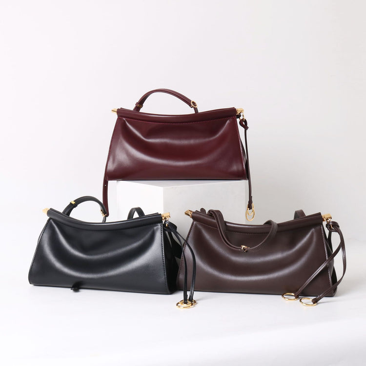 質感真皮|2025新款牛皮腋下復古法式法棍夾子包小眾設計極簡風通勤簡約包「3336」25.06-2