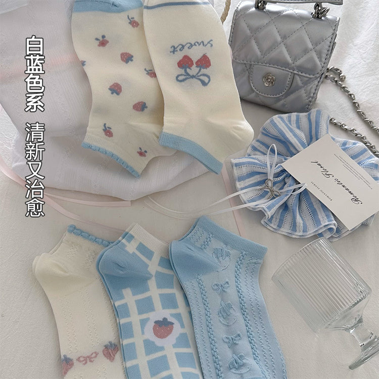 女襪|襪子女士棉質吸汗透氣親膚舒適短襪夏季薄款彈力簡約休閒襪「DL2506」25.04-1