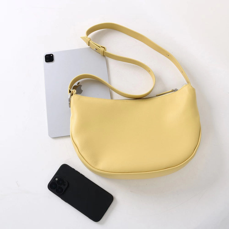 質感真皮|2025新款小眾休閒百搭頭層粒面小牛皮腋下韓版半月包柔軟牛皮斜挎「7031」25.06-3