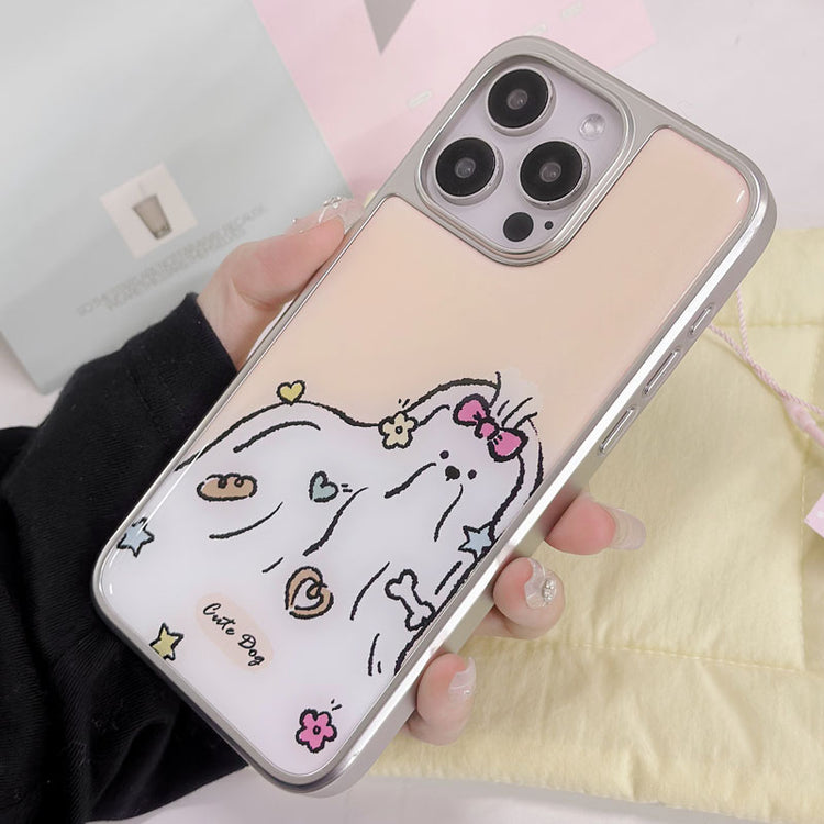手機殼|iPhone電鍍銀邊滴膠手機殼16/1515plus適用iPhone12Pro可愛1「LR1551」25.04-1