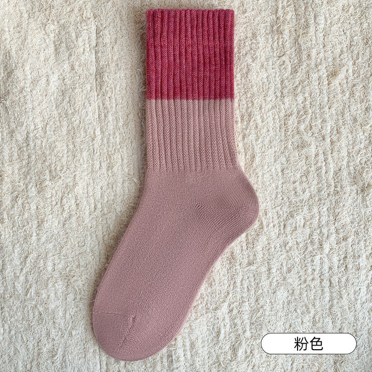 女襪|灰色羊毛襪子女加絨加厚秋冬保暖堆堆襪軟糯親膚彈力舒適睡眠襪「MK4229」24.11-1