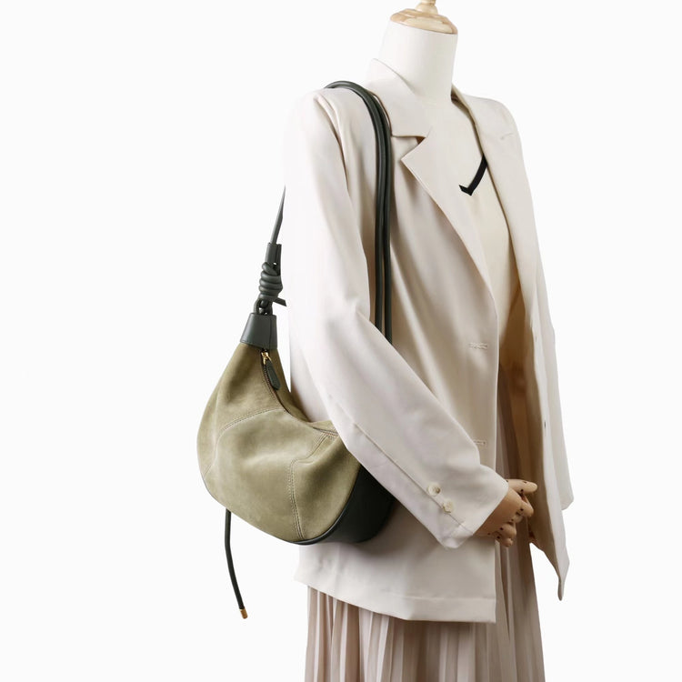 質感真皮|2025新款磨砂牛皮休閒百搭牛角月牙餃子包真皮腋下包簡約通勤「7040」25.06-4