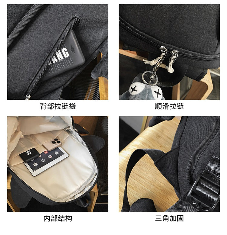 致青春|鯊魚雙肩包女日系大學生書包出行旅遊男情侶搞怪潮流拼色背包「241-132」25.01-2