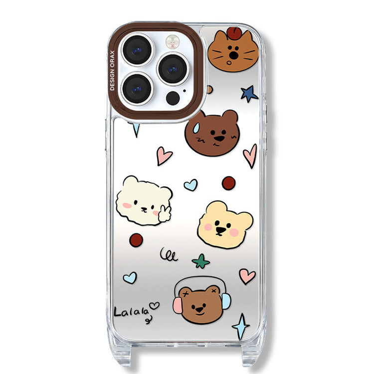 手機殼|蘋果15手機殼卡通iPhone13promax適用12/11掛繩鏡面殼14pro「WL0033」24.07