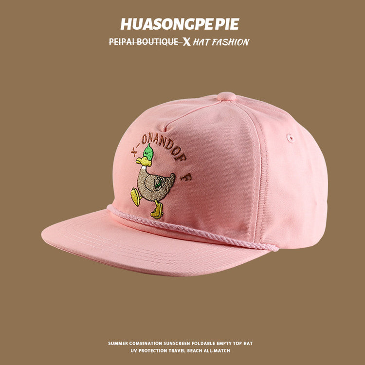 流行帽子|帽子防曬帽夏季女新款2024可愛鴨鴨寬檐遮臉百搭出行多巴胺棒球帽「C4058」24.06-3