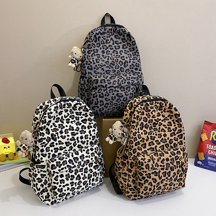 致青春|跨境海外熱銷時尚豹紋背包潮流印花時尚雙肩包女洋氣百搭大學生書包「5504」24.10-5