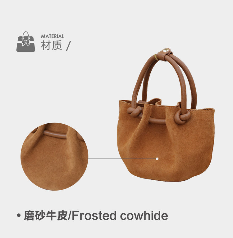 質感真皮|2024新款秋冬高級感百搭磨砂褶皺餃子包腋下包女式單肩斜挎「6962」24.08-1