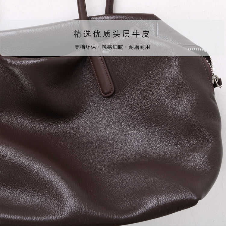 質感真皮|2025新頭層牛皮大容量手提輕奢單肩包休閒通勤高級感腋下托特包「6166」25.11-2
