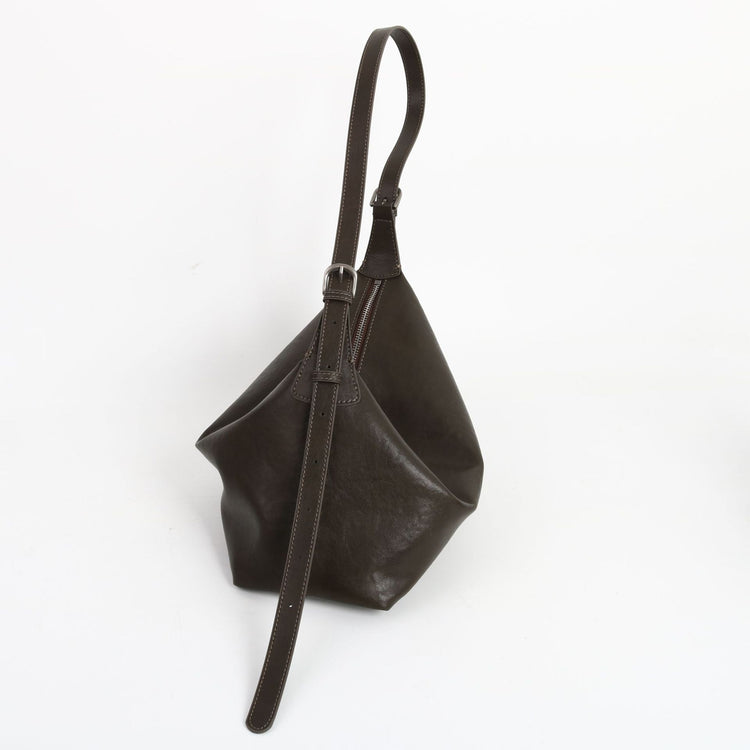 質感真皮|優質植鞣真皮Hobo托特包女大容量單肩通勤包高級質感斜挎包餃子包「3666」24.10-4