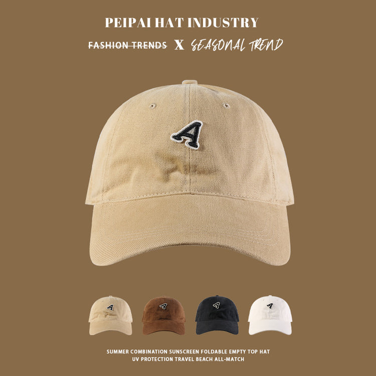 流行帽子|新款貼布字母A棒球帽春秋字母韓版鴨舌帽寬檐顯臉小百搭遮陽帽子「C4286」24.09-2
