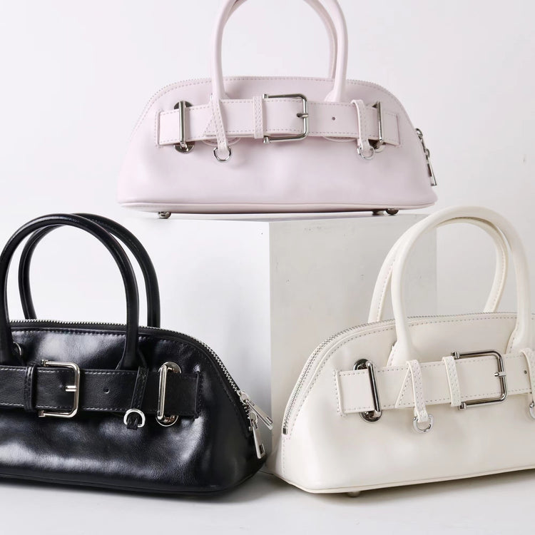 質感真皮|2025新款百搭手提包時尚優雅肩斜背包韓國小眾手提保齡球包包「6717」25.07-2